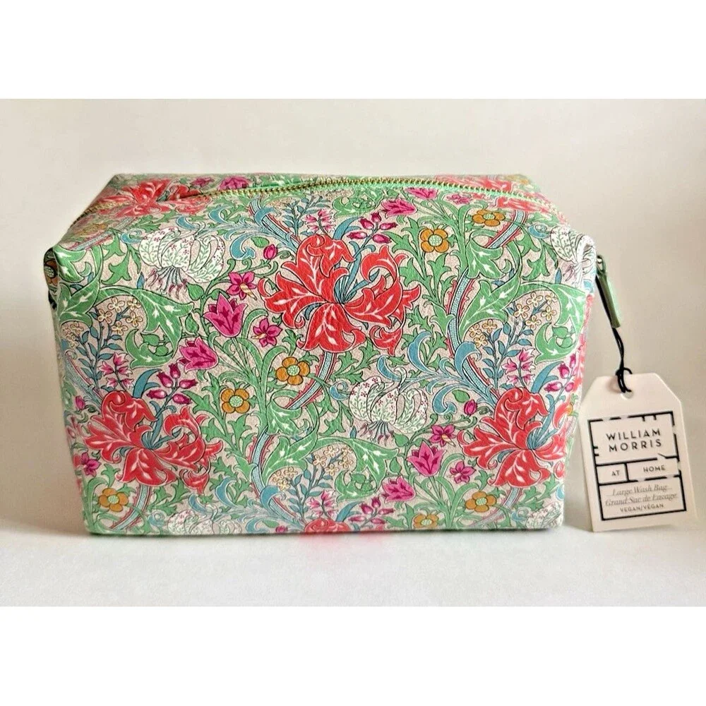 William Morris Make-up Toiletry Large Wash Bag Golden Lily Green 9x6 Travel
